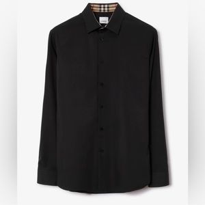 Burberry Embroidered EKD stretch cotton black shirt.